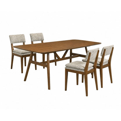 Miller - 5 Piece Set (78" Dining Table With 4 Side Chairs) - Walnut / Gray 5 Piece Dining Room Sets by New Classic - Walls Furniture & Mattress