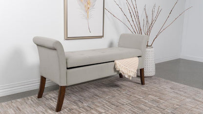 Farrah - Velvet Upholstered Rolled Arm Storage Bench Storage Benches by Coaster Fine Furniture - Walls Furniture & Mattress