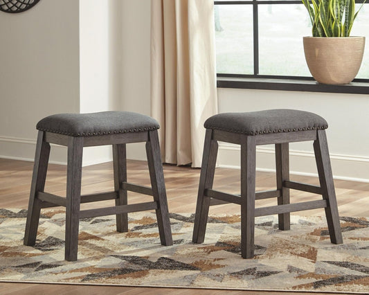 Caitbrook - Upholstered Stool (Set of 2) - Gray Stool Sets by Signature Design by Ashley® - Walls Furniture & Mattress