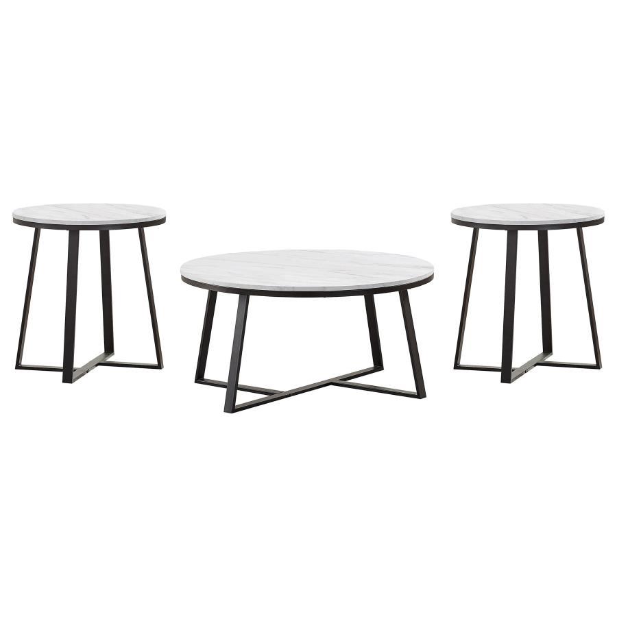 Hugo - Faux Marble Coffee Table Set Table Sets by Coaster Fine Furniture - Walls Furniture & Mattress
