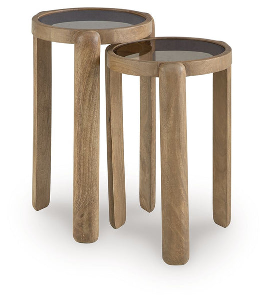Jossor - Light Brown - Accent Table Set (Set of 2) Table Sets by Signature Design by Ashley® - Walls Furniture & Mattress