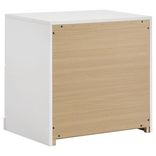 Ines - 2 - Drawer Nightstand Bedside Table - White High Gloss Accent Nightstands by Coaster Fine Furniture - Walls Furniture & Mattress
