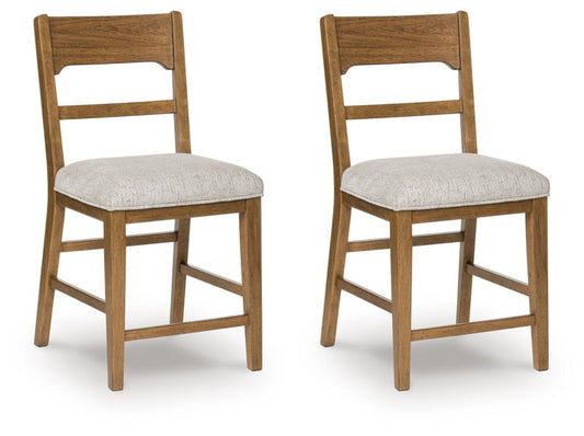 Cabalynn - Upholstered Barstool (Set of 2) - Oatmeal / Light Brown Stool Sets by Signature Design by Ashley® - Walls Furniture & Mattress