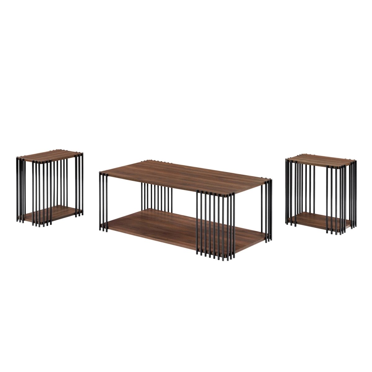 Vertex - Rectangular 3 Piece Occasional Set (1 Coffee & 2 End Tables) - Brown / Black Table Sets by New Classic - Walls Furniture & Mattress