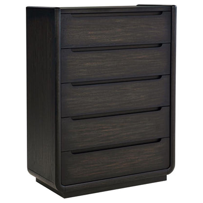 Leandro - 5 - Drawer Bedroom Chest Of Drawers - Burnished Black Accent Chests by Coaster Fine Furniture - Walls Furniture & Mattress