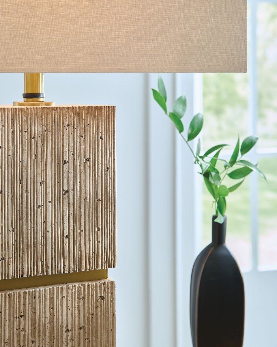 Laddner - Poly Table Lamp - Beige Table Lamps by Signature Design by Ashley® - Walls Furniture & Mattress