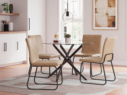 Pharwynn - 5 Pc. - Dining Room Table, 4 Side Chair - Black 5 Piece Dining Room Sets by Signature Design by Ashley® - Walls Furniture & Mattress