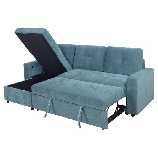 Greer - 2 Pieces LAF Sofa/Chaise - Green Sleeper Sectionals by New Classic - Walls Furniture & Mattress