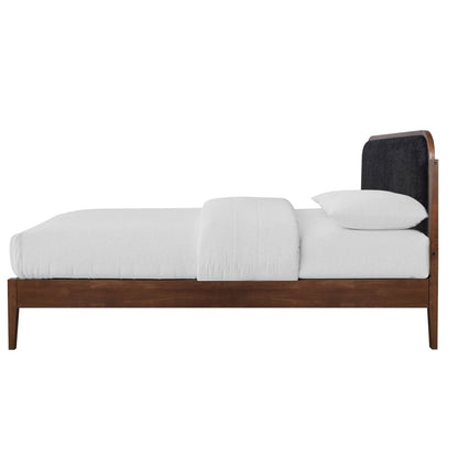 Hawthorne - 5/0 Queen Platform Bed With Chair arcoal Upholstered Headboard - Brown Platform Beds by New Classic - Walls Furniture & Mattress