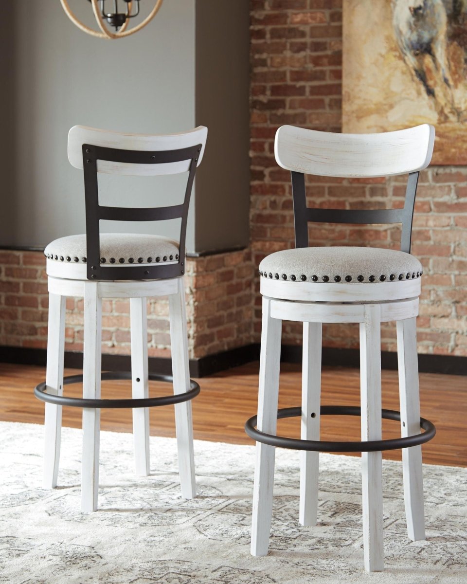 Valebeck - Tall Upholstered Swivel Barstool Bar Height (28"-30") by Signature Design by Ashley® - Walls Furniture & Mattress