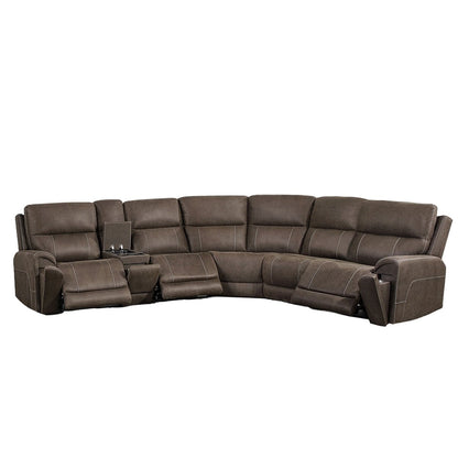 Gaia - 6 Piece P2 Power Sectional - Brown Reclining Sectionals by New Classic - Walls Furniture & Mattress