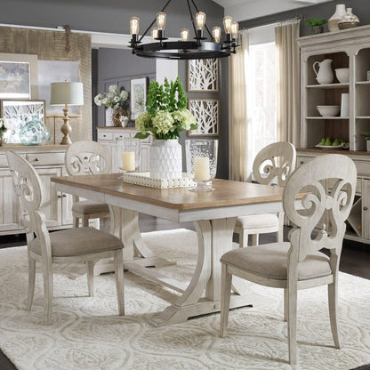 Farmhouse Reimagined - Trestle Table - White Dining Tables by Liberty Furniture - Walls Furniture & Mattress