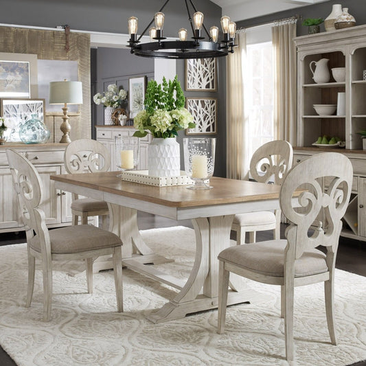 Farmhouse Reimagined - Trestle Table - White Dining Tables by Liberty Furniture - Walls Furniture & Mattress