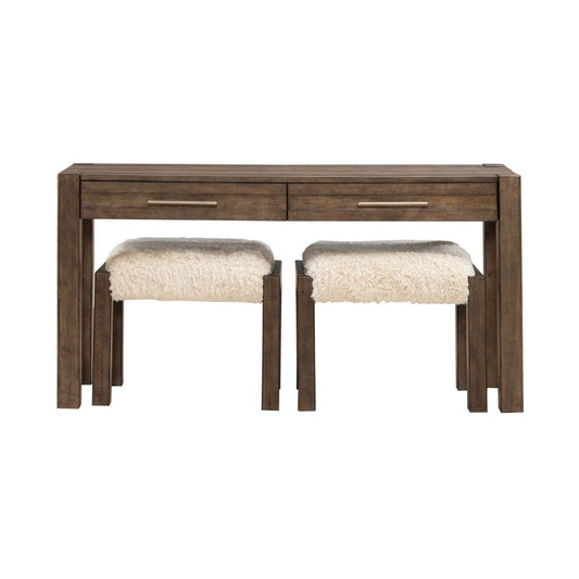 Broadmore - 3 Piece Table Set (1 Console Table 2 Console Stools) - Brown 3 Piece Living Room Sets by Liberty Furniture - Walls Furniture & Mattress