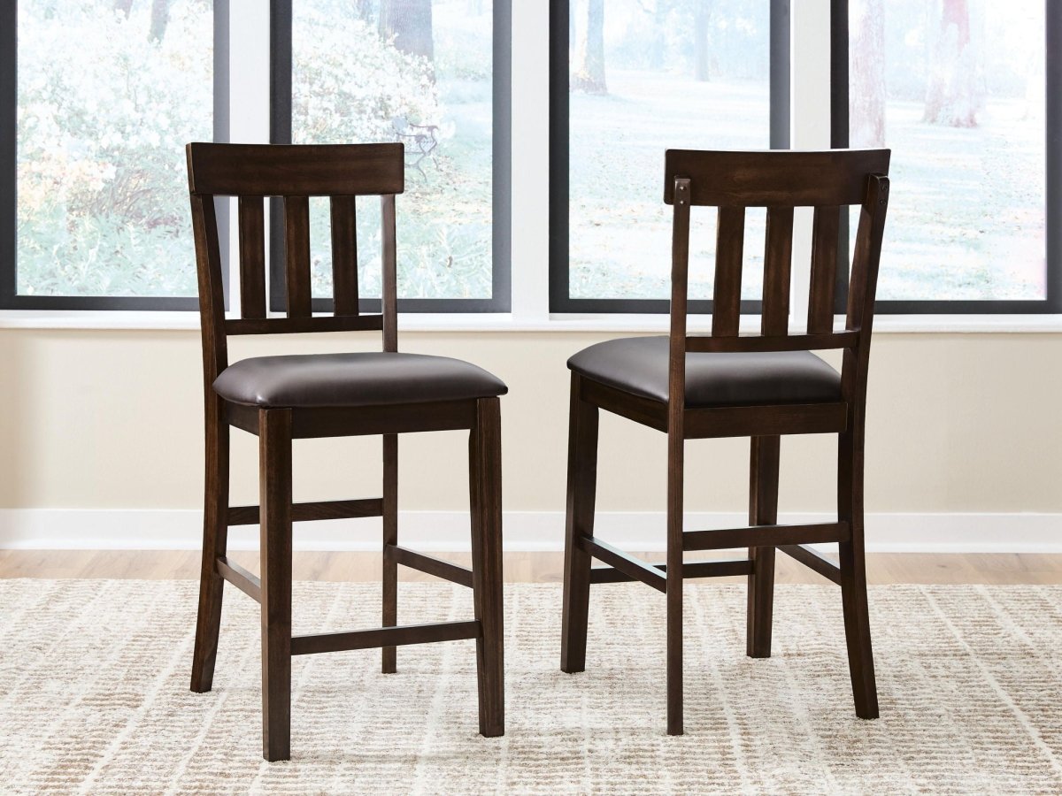 Haddigan - Upholstered Barstool (Set of 2) - Dark Brown Stool Sets by Signature Design by Ashley® - Walls Furniture & Mattress
