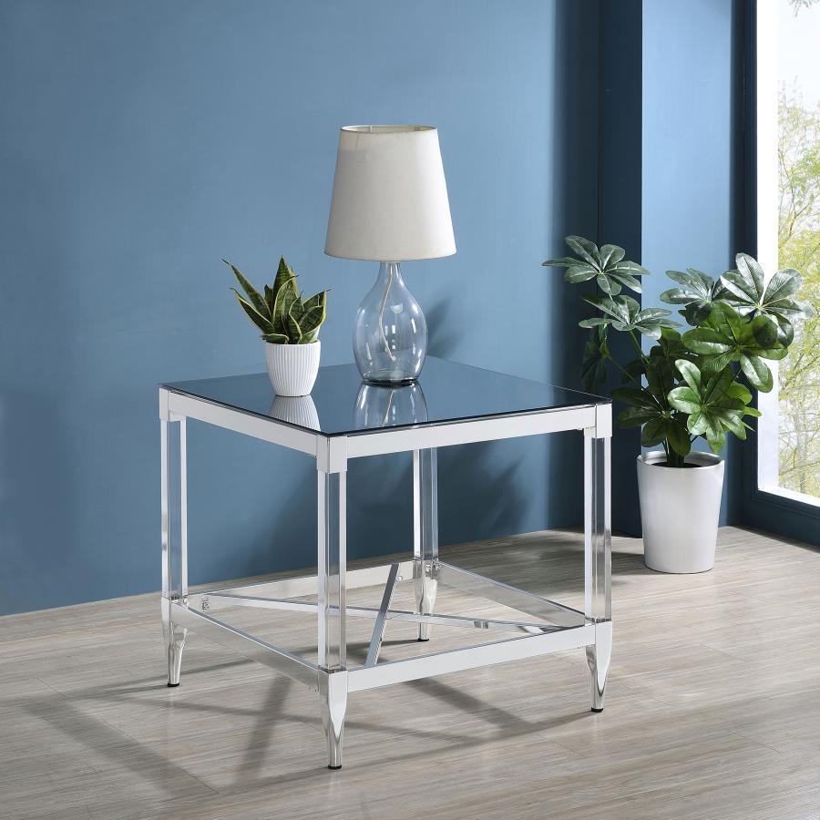Lindley - Square Tempered Mirror Acrylic Table End Tables by Coaster Fine Furniture - Walls Furniture & Mattress