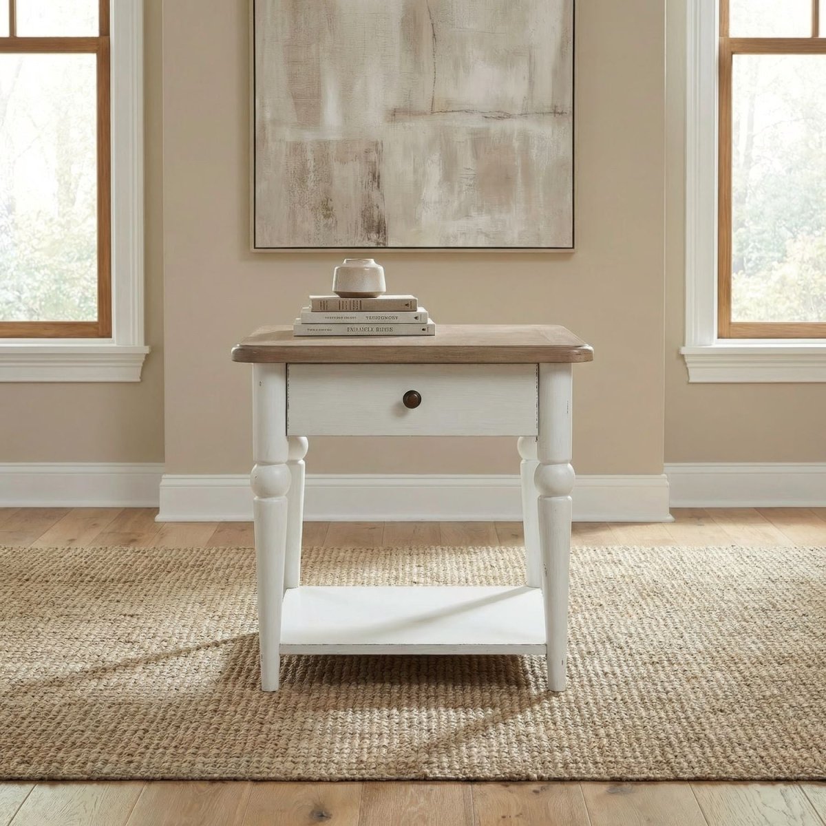 Turnberry Park - Rectangular End Table - Washed White End Tables by Liberty Furniture - Walls Furniture & Mattress