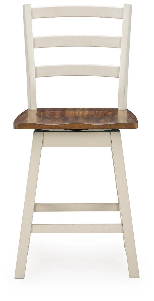 Brinfern - Swivel Stool (Set of 2) - Brown / Antique White Stool Sets by Signature Design by Ashley® - Walls Furniture & Mattress
