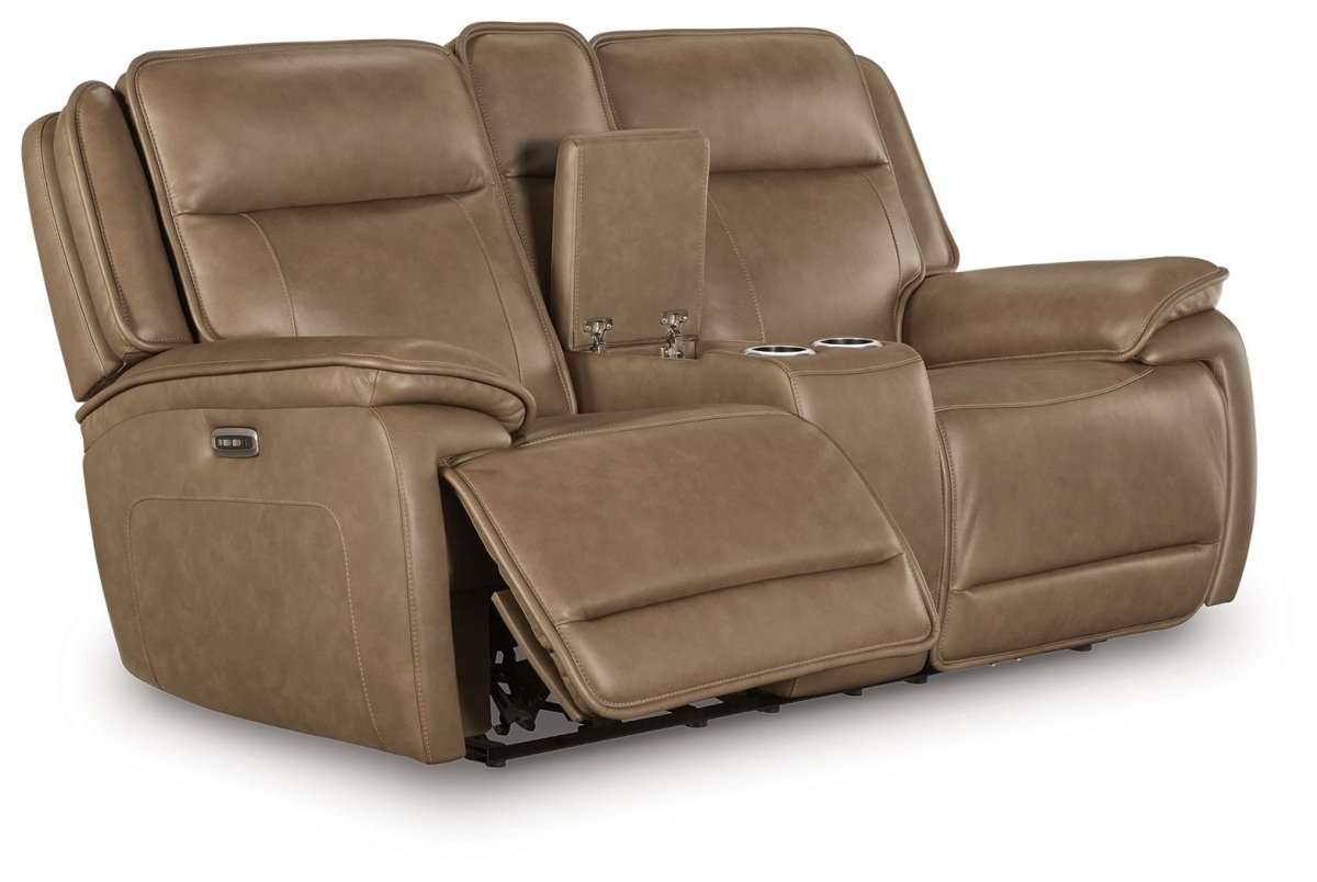 Glencroft - Power Reclining Loveseat With Console / Adjustable Headrest - Sahara Reclining Loveseats by Signature Design by Ashley® - Walls Furniture & Mattress