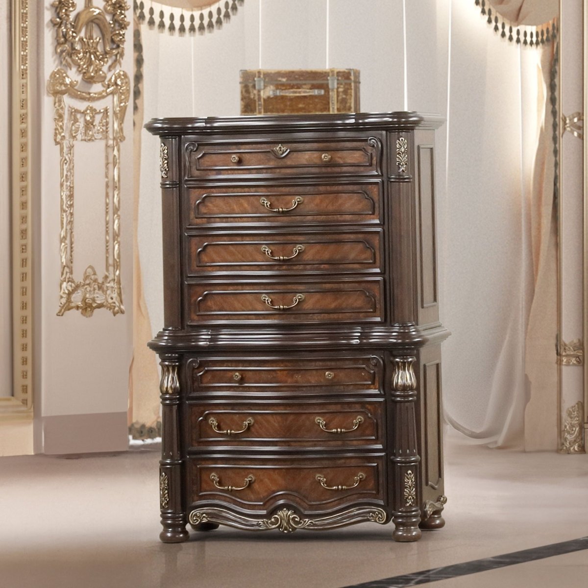 Bella Notte - 2 Piece Chest & Base And Top - Cherry Accent Chests by New Classic - Walls Furniture & Mattress