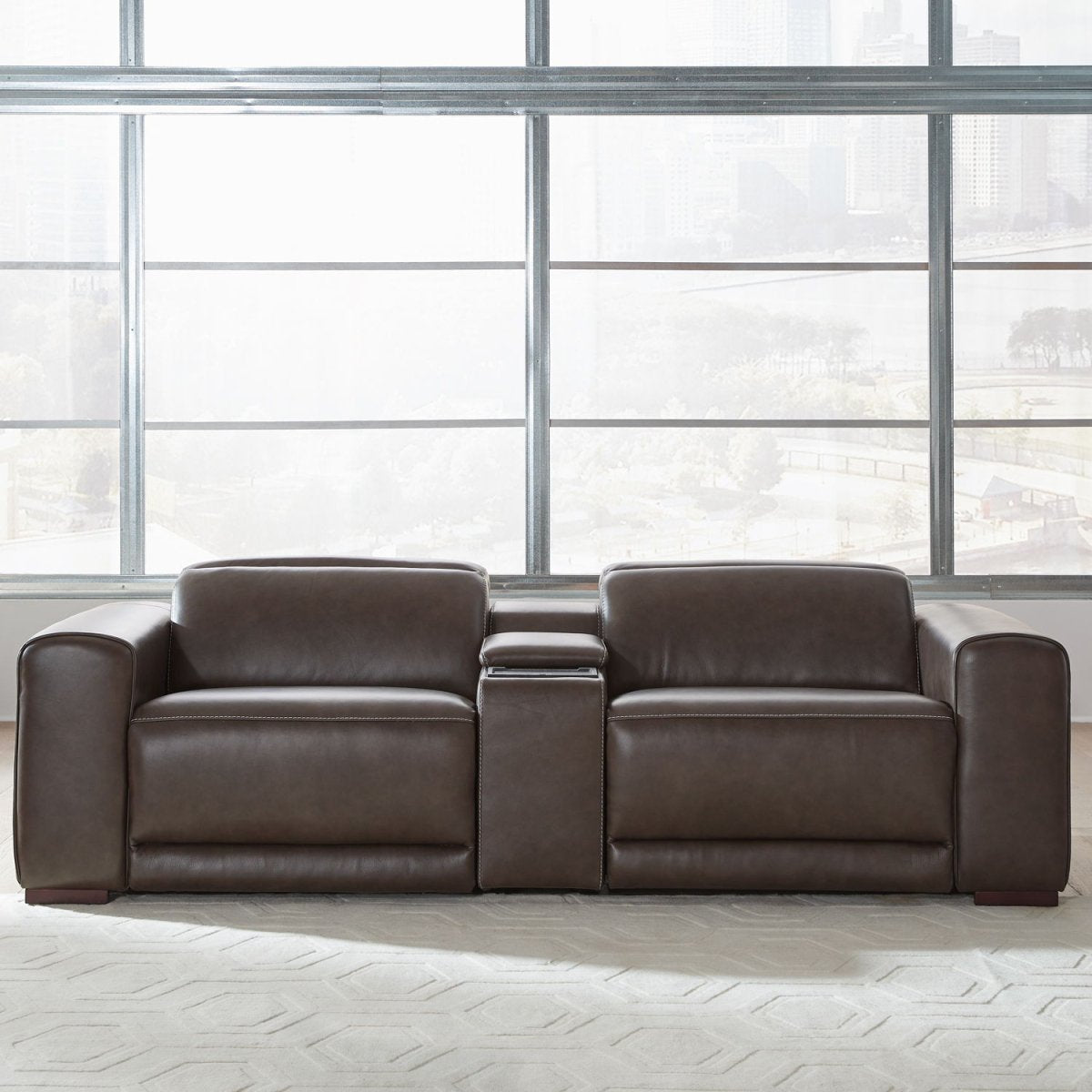 Deacon - 3 Piece Loveseat With Console - Boston Charcoal Leather Reclining Loveseats by Liberty Furniture - Walls Furniture & Mattress