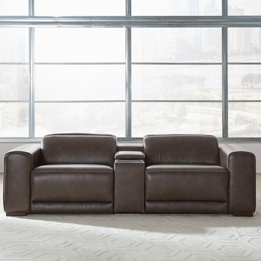Deacon - 3 Piece Loveseat With Console - Boston Charcoal Leather Reclining Loveseats by Liberty Furniture - Walls Furniture & Mattress