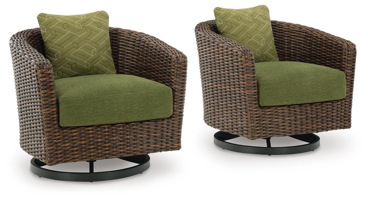 Horizon Hall - Swivel Lounge With Cushion - Brown / Green Swivel Chairs by Signature Design by Ashley® - Walls Furniture & Mattress