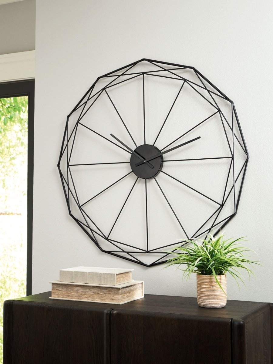 Arkthorne - Black - Wall Clock Wall Clocks by Signature Design by Ashley® - Walls Furniture & Mattress