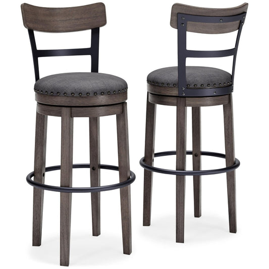 Caitbrook - Tall UPH Swivel Barstool - Gray Bar Height (28"-30") by Signature Design by Ashley® - Walls Furniture & Mattress
