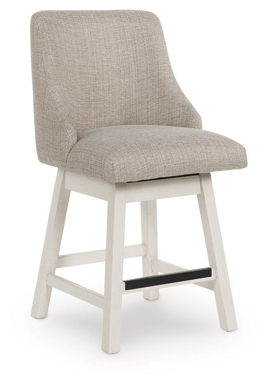 Robbinsdale - Antique White - Upholstered Swivel Curved Back Barstool (Set of 2) Stool Sets by Signature Design by Ashley® - Walls Furniture & Mattress