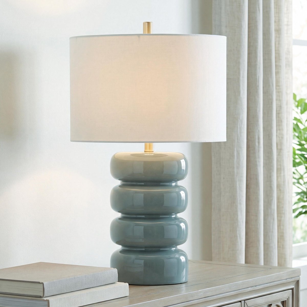 Clayard - Ceramic Table Lamp - Gray Blue Table Lamps by Signature Design by Ashley® - Walls Furniture & Mattress