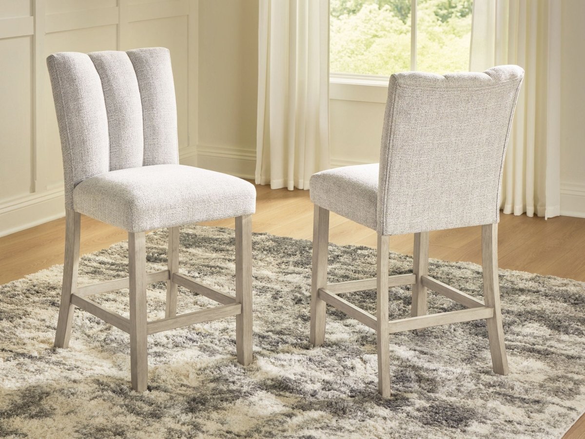 Larawyn - Upholstered Barstool (Set of 2) - Bisque Stool Sets by Signature Design by Ashley® - Walls Furniture & Mattress