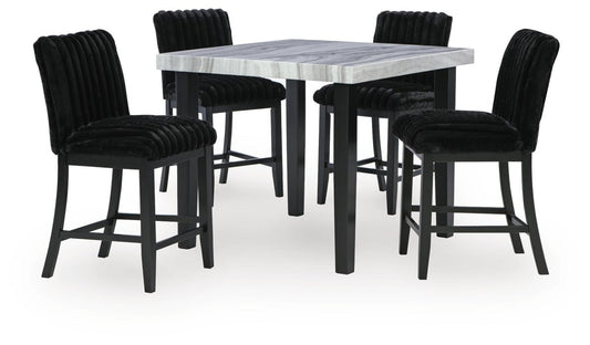 Mervannie - 5 Pc. - Counter Height Dining Table And 4 Barstools - Gray / Black 5 Piece Dining Room Sets by Signature Design by Ashley® - Walls Furniture & Mattress