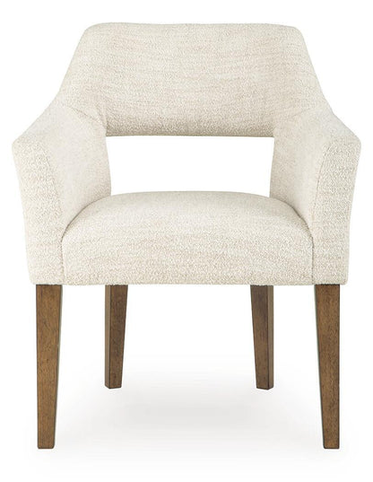 Marxmore - Dining Upholstered Arm Chair (Set of 2) - Beige / Brown Chair Sets by Benchcraft® - Walls Furniture & Mattress