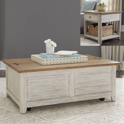 Farmhouse Reimagined - 3 Piece Table Set - White Table Sets by Liberty Furniture - Walls Furniture & Mattress