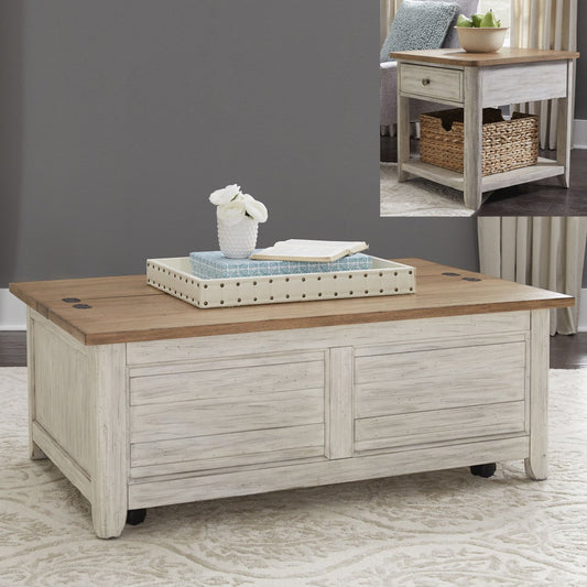 Farmhouse Reimagined - 3 Piece Table Set - White Table Sets by Liberty Furniture - Walls Furniture & Mattress