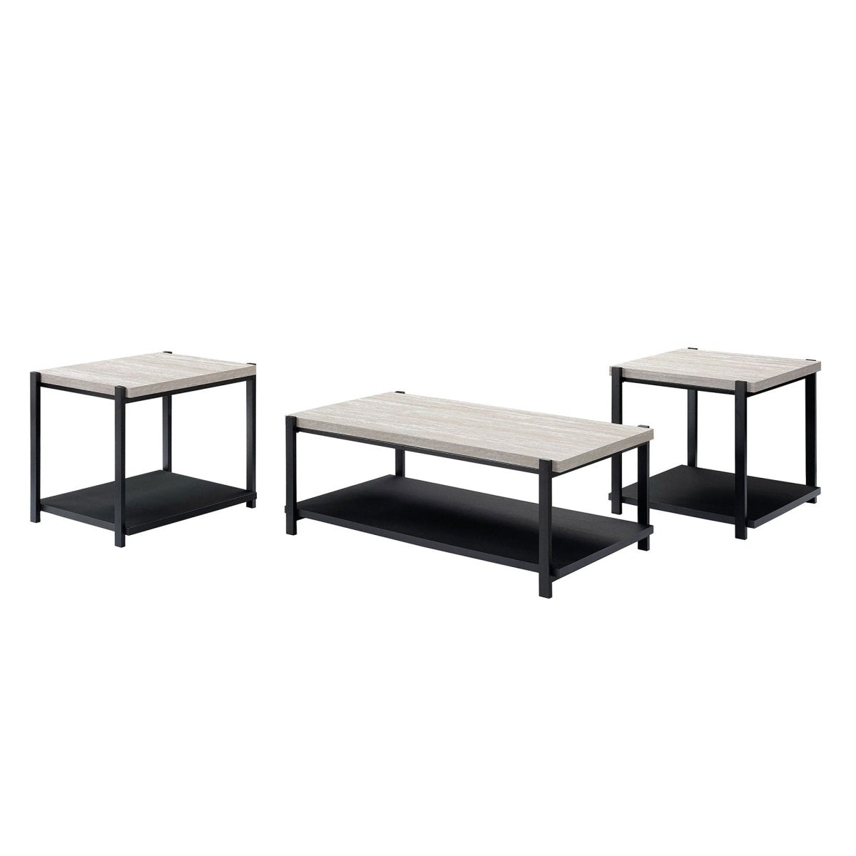 Linea - 3 Piece Occasional Set (1 Coffee & 2 End Tables) - Light Gray Table Sets by New Classic - Walls Furniture & Mattress