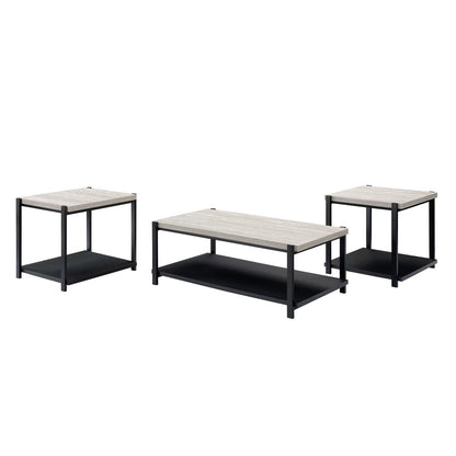 Linea - 3 Piece Occasional Set (1 Coffee & 2 End Tables) - Light Gray Table Sets by New Classic - Walls Furniture & Mattress