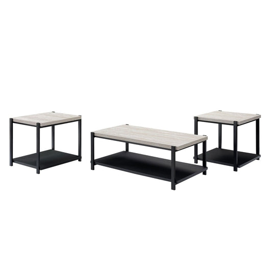 Linea - 3 Piece Occasional Set (1 Coffee & 2 End Tables) - Light Gray Table Sets by New Classic - Walls Furniture & Mattress