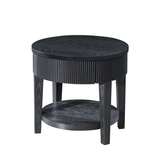 Tate - Round One Drawer End Table - Black End Tables by New Classic - Walls Furniture & Mattress