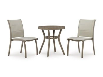 Mission Beach - Chairs With Table Set (Set of 3) - Beige 3 Piece Outdoor Sets by Signature Design by Ashley® - Walls Furniture & Mattress