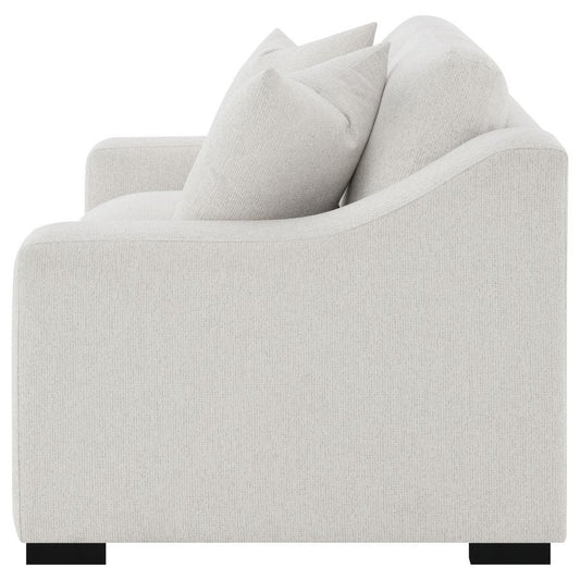 Ashlyn - Fabric Upholstered Track Arm Loveseat - Sand Stationary Loveseats by Coaster Fine Furniture - Walls Furniture & Mattress
