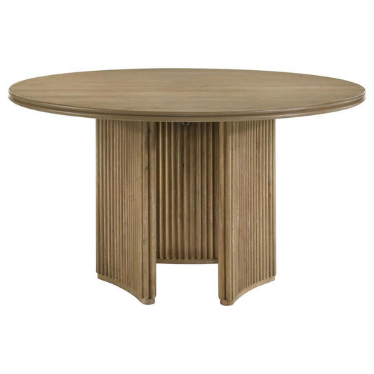 Adina - 53" Round Wood Dining Table - Distressed Light Brown Dining Tables by Coaster Fine Furniture - Walls Furniture & Mattress