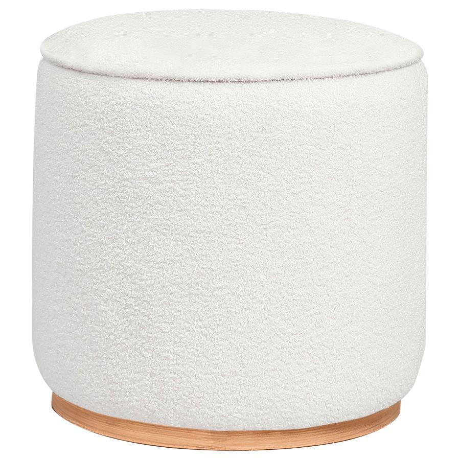 Zena - Faux Sheepskin Upholstered Round Ottoman Upholstered Ottomans by Coaster Fine Furniture - Walls Furniture & Mattress