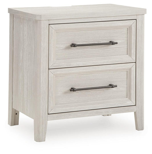 Darbonton - Two Drawer Night Stand - Dove White Nightstands w/ Charging Stations by Signature Design by Ashley® - Walls Furniture & Mattress