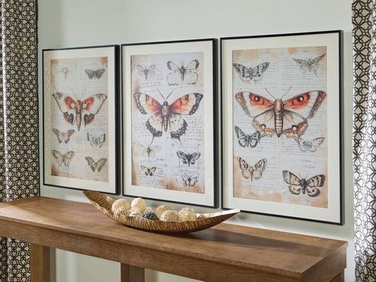 Jossletts - Orange / Black / Ivory - Wall Art Set (Set of 3) Framed Print Sets by Signature Design by Ashley® - Walls Furniture & Mattress