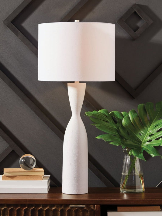 Davinford - White - Poly Table Lamp Table Lamps by Signature Design by Ashley® - Walls Furniture & Mattress