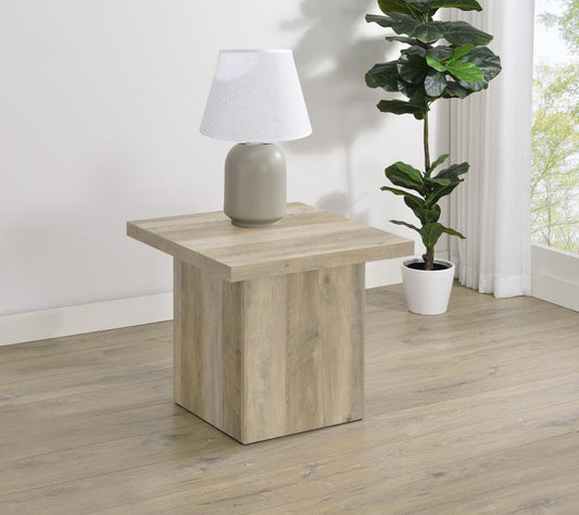 Devar - Square Engineered Wood End Table - Distressed Pine End Tables by Coaster Fine Furniture - Walls Furniture & Mattress