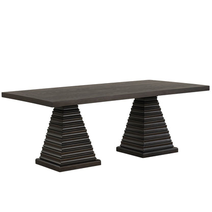 Plateau - 78" Rectangle Dining Table - Top & Base - Dark Brown Dining Tables by New Classic - Walls Furniture & Mattress