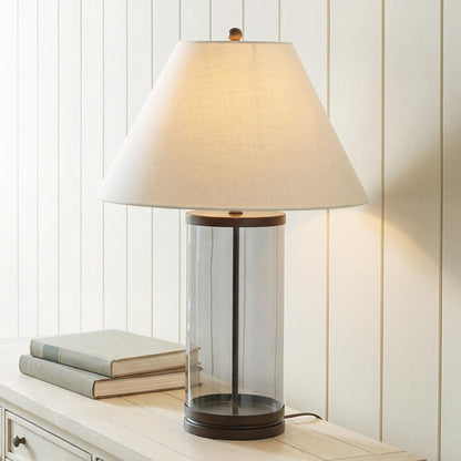 Junrow - Glass Table Lamp - Clear / Brown Table Lamps by Signature Design by Ashley® - Walls Furniture & Mattress